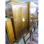 TIBBENHAM OF IPSWICH TWO MATCHING QUEEN ANNE STYLE WALNUT WOOD WARDROBES VIZ LADIES TWO DOOR HANG