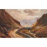 A GREENWOOD (Early 20th Century) PAIR OF OIL PAINTINGS ON BOARD Upland landscapes Both signed