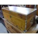 FRENCH CAMPHOR AND BRASS BOUND TRAVELLING TRUNK