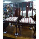 A PAIR OF MAHOGANY QUEEN ANNE STYLE DINING CHAIRS
