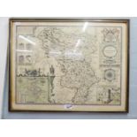 REPRODUCTION OF A 17th CENTURY JOHN SPEED MAP OF DERBYSHIRE