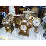 MODERN GILT COMPOSITION CASED MANTEL CLOCK with 'Lincoln' quartz movement, also an EARLY 20th