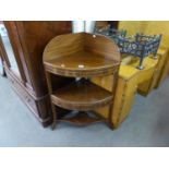 A 19TH CENTURY MAHOGANY CORNER WASHSTAND