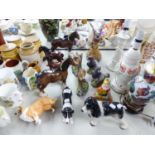 SMALL COLLECTION OF PORCELAIN WARES, (KOWA) STOCK DOVES, WHITE-TAILED DEER, ETC. AND BESWICK