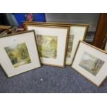 Jean Goodwin, watercolour drawing, and two signed prints and another print (4)