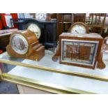 TWO 1930s ART DECO OAK AND WALNUT CASED MANTEL CLOCKS (2)