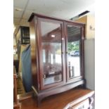 SMALL STAG BOOKCASE WITH GLAZED DOORS