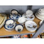 JAPANESE PORCELAIN PART TEA SERVICE OF 15 PIECES SUFFICIENT FOR FOUR PERSONS PAINTED WITH LANDSCAPES