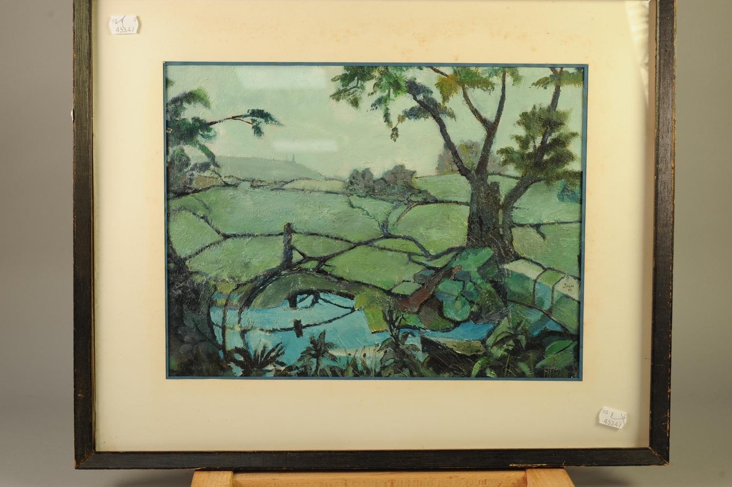 J. M. MACKENDRICK (MODERN) OIL PAINTING ON BOARD Landscape Signed with initials and dated (19)89