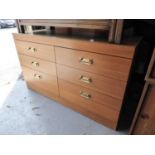 1960's TEAK LOW CHEST OF SIX DRAWERS