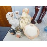 ?TWO ROYAL DOULTON CHINA SMALL CHARACTER JUGS AS LIQUEUR FLASKS, 'THE POACHER' AND 'RIP VAN