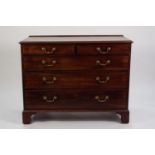 GEORGE III MAHOGANY CHEST OF DRAWERS, the moulded oblong top with short back, set above two short
