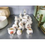 16 PIECES OF CRESTED GOSS WARE AND A CARLTON WARE SOLDIER, 'LEEDS'