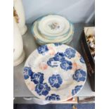 SIX 'ROYAL WINTON' POT POURRI PLATES AND 12 RIDGWAYS 'ROSLYN' DESIGN PLATES AND SIDE PLATES (18 IN