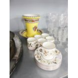 SET OF SIX WEDGWOOD 'BEACONSFIELD' FLORAL PATTERN CHINA COFFEE CANS AND SAUCERS AND A WEDGWOOD CHINA