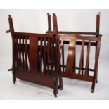 WARING & GILLOWS, TWO SIMILAR EDWARDIAN INLAID MAHOGANY SINGLE BED ENDS, each of slatted form with