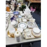 SET OF SEVEN 19th CENTURY "GAUDY" WELSH CHINA TEACUPS AND SIX SAUCERS AND MISCELLANEOUS TEA AND