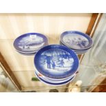 SET OF ELEVEN ROYAL COPENHAGEN BLUE AND WHITE PORCELAIN CHRISTMAS PLATES, 1979, 81-83, 88-94, 7?