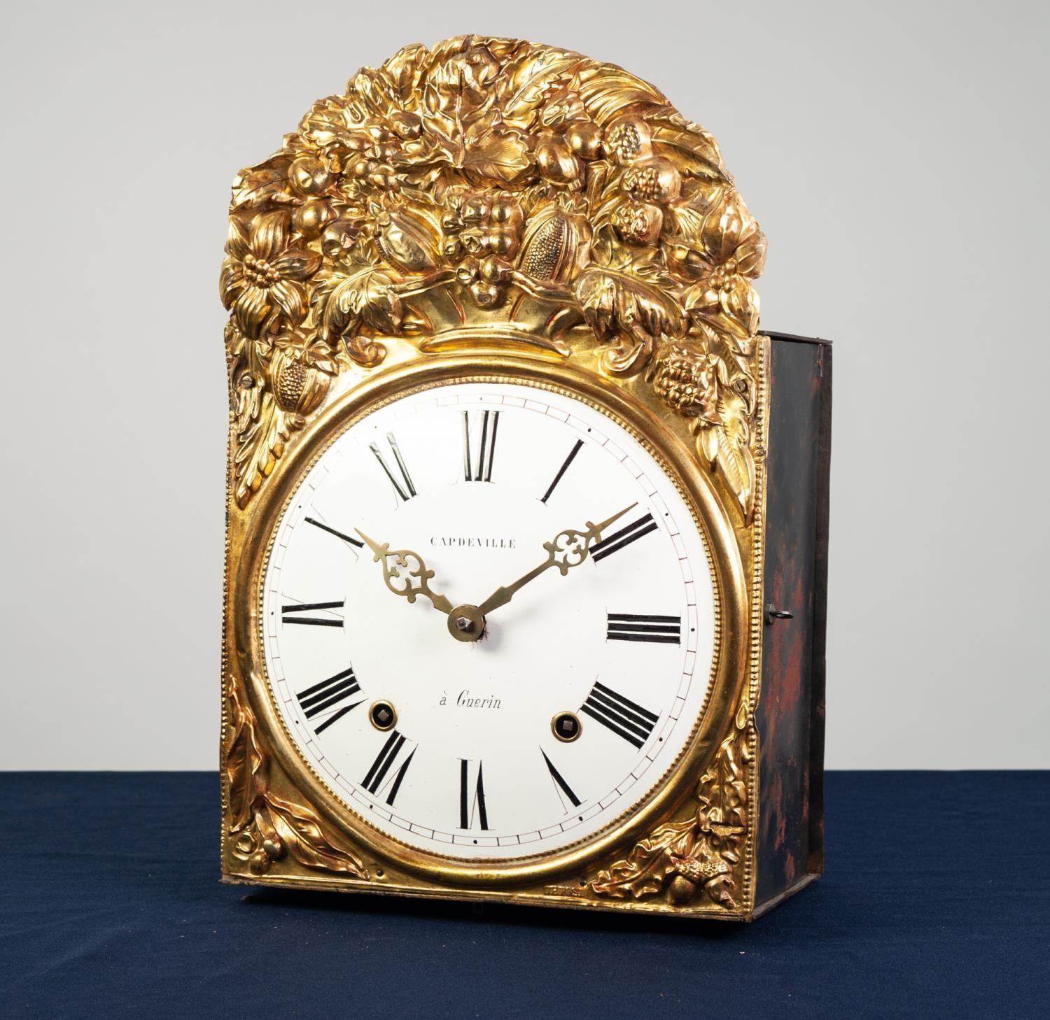 ?CAPDEVILLE A GUERIN?, LATE NINETEENTH CENTURY CONTINENTAL COMTOISE WALL CLOCK, the 9? enamelled