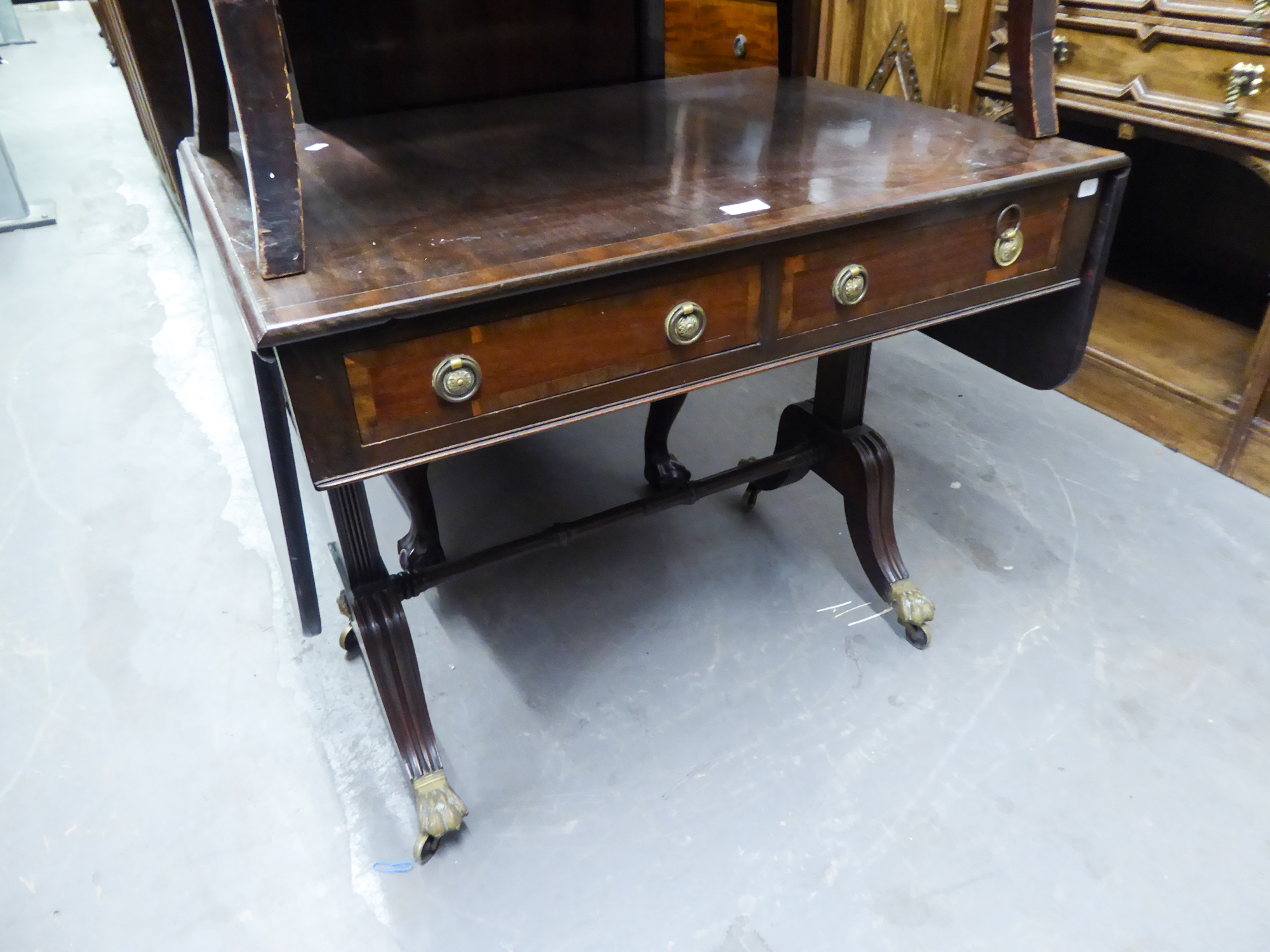 A TWENTIETH CENTURY STYLE MAHOGANY SOFA TABLE