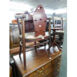 20TH CENTURY MAHOGANY FRAMED TUB CHAIR, HAVING VASE SHAPED BACK SPLAT OVER PAD SEAT WITH STUD