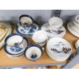 JAPANESE PORCELAIN PART TEA SERVICE OF 15 PIECES SUFFICIENT FOR FOUR PERSONS PAINTED WITH LANDSCAPES