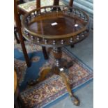 A MODERN REPRODUCTION TRIPOD WINE TABLE, WITH GALLERY TOP