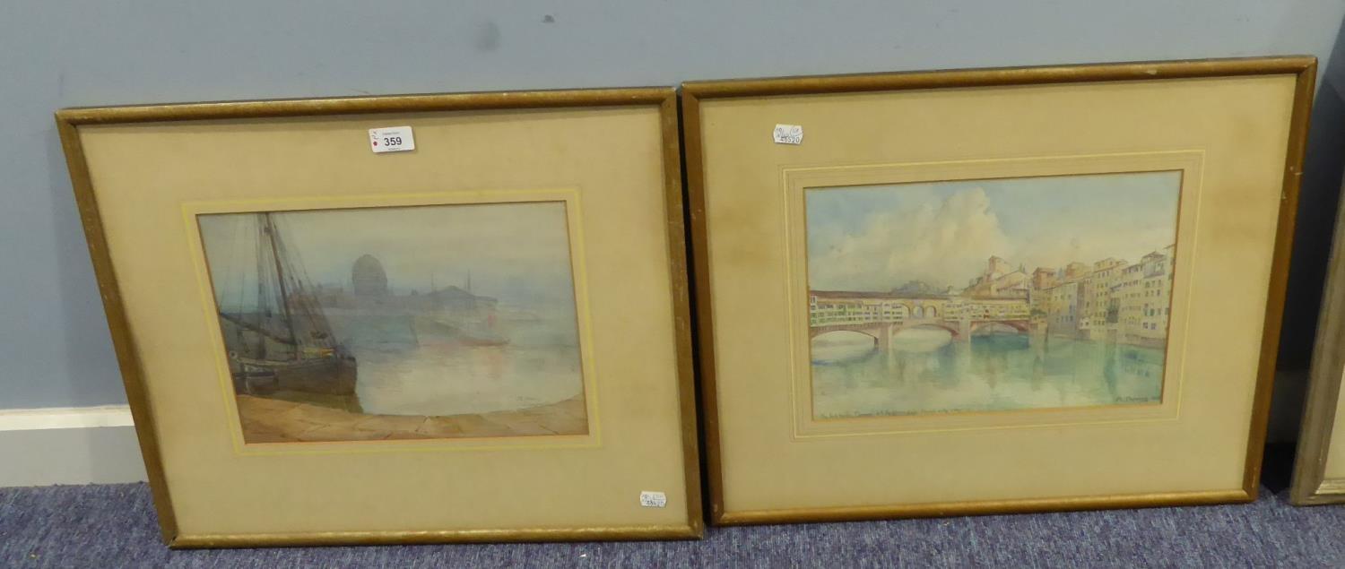 M. HOLMES (TWENTIETH CENTURY) TWO WATERCOLOUR DRAWINGS ?The Ponte Vecchia, Florence?.? (1913) ?