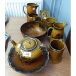 *COLLECTION OF RIDGEWAYS POTTERY SCENES FROM COACHING DAYS,, JUGS, TANKARD, BOWLS AND CHEESE DISH