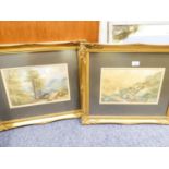 HENRY JAMES HOLDING 1833-1872 PAIR OF WATERCOLOUR DRAWINGS LANDSCAPES SIGNED AND DATED 1861 8 1/4