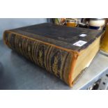 VICTORIAN 'BROWNS' LARGE FAMILY BIBLE, ILLUSTRATED WITH COLOUR PLATES, TOOLED AND GILT MOROCCO