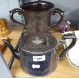 ELECTROPLATE THREE HANDLE URN AND A TEAPOT (2)