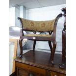 EDWARDIAN MAHOGANY TUB SHAPED EASY ARMCHAIR, ON CABRIOLE SUPPORTS