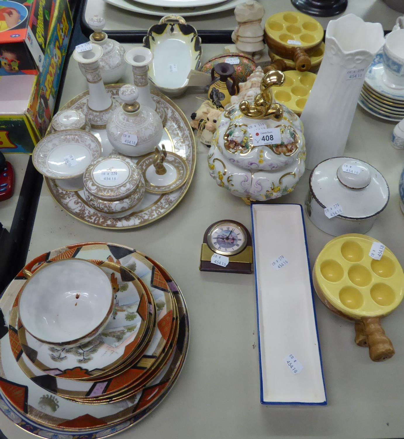 QUANTITY OF CERAMICS TO INCLUDE; JAPANESE PART TEA SERVICE, JAPANESE DRESSNG TABLE SET OF NINE