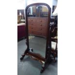 VICTORIAN STYLE MAHOGANY LARGE CHEVAL ROBIN MIRROR