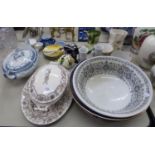 *A SELELCTION OF CERAMICS TO INCLUDE; ROYAL PREMIUM T & R BOOTE, LAHORE MEATPLATE, TUREEN AND COVER,