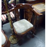 EIGHTEENTH CENTURY STYLE CARVED MAHOGANY CORNER ARMCHAIR WITH DROP-IN SEAT