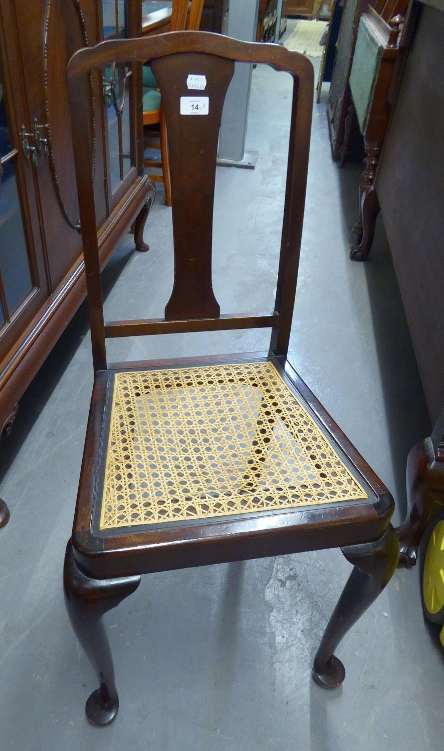 MAHOGANY BEDROOM SINGLE CHAIR WITH CANE SEAT, A WHITE LLOYD LOOM LINEN RECEIVER AND A STOOL (3) - Image 2 of 4