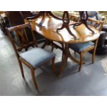 REGENCY REPRODUCTION MAHOGANY DINING ROOM SUITE OF 6 PIECES, VIZ, 4 CHAIRS, DOUBLE PEDESTAL