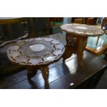 TWO ANGLO-INDIAN WOODEN CIRCULAR OCCASIONAL TABLES WITH PIERCED DETAIL (2)