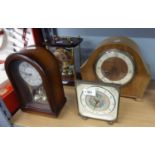 *FOUR MANTEL CLOCKS, NAPOLEON HAT CLOCK, BENTINE AND TWO MODERN CASED CLOCKS