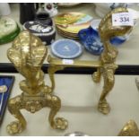 A PAIR OF BRASS FIRE IRON STANDS (2)