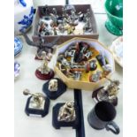 APPROXIMATELY 38 ITEMS OF MODERN COLD-CAST RESIN "ENGLISH MINIATURES" FIGURINES, A PLATED WINE