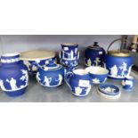 COLLECTION OF ADAMS OF TUNSTALL WARE TO INCLUDE URN, VASE, BISCUIT BARREL, TEAPOT, JUG AND JAR