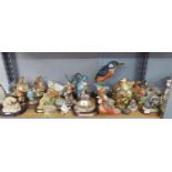 APPROXIMATELY 40 RESIN ORNAMENTS TO INCLUDE BIRDS, HEDGEHOG, OTHER ANIMALS VARIOUS