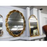 TWO MODERN GILT FRAMED WALL MIRRORS (2)