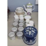 ROYAL DOULTON CHINA 'RONDELAY' PATTERN COFFEE SERVICE FOR 6 PERSONS, PLUS 12 SIDE PLATES AND 2 BREAD