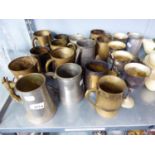 FIFTEEN PEWTER TANKARDS AND FOUR GOBLETS AND A MILK JUG (20)