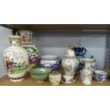 TWELVE VARIOUS MODERN CHINESE AND OTHER VASES, JARDINIERE, BOWLS, ETC... AND A SMALL NINETEENTH