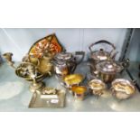 *ELECTROPLATE COFFEE SERVICE OF FOUR PIECES ELECTROPLATE TEA SERVICE OF FOUR PIECES, HERALDIC WALL